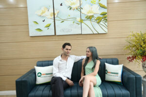 Sofa văng da thật cao cấp màu xanh dương